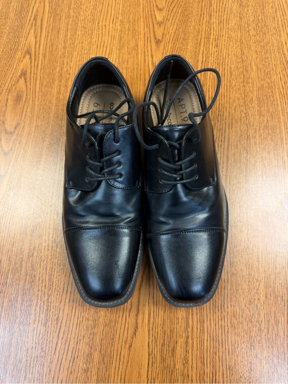 Apt. 9 Black Leather Cap-Toe Lace-Up Oxfords
